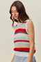 SO ME Tie Back Multi Stripe Sweater Knit Tank Top