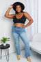 Zenana Full Size Textured Spaghetti Strap Bralette in Black Plus Size