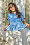 SO ME 4th Of July Gingham Ribbon Detail Short Sleeves Blouse