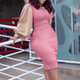 Africa Plus Size Women's Fall Winter Long Sleeve Lace-Up Color Block Chic Career Dress