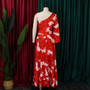 Women's Fall Slash Shoulder Long Sleeve Print Plump Maxi Dress Dress