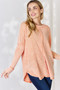 Zenana Oversized Washed Waffle Long Sleeve Top
