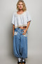 POL Floral Print Lace Trim Blouse