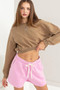 HYFVE Round Neck Long Sleeve Cropped Sweatshirt