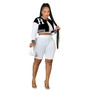 Women's Fashion Long Sleeve Crop Tank Baseball Coat Lined Pants Three-Piece Set