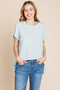 Cotton Bleu by Nu Lab Contrast Trim Short Sleeve Slit T-Shirt