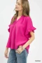 Umgee Ruffle Sleeve V-Neck Flutter Blouse