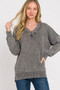Zenana Washed Deep V-neck Oversized Sweater