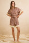 BiBi Leopard and Eyelet Lace Ruffled Top and Shorts Set