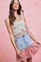 SO ME Stars And Stripes Fit And Flare Denim Mini Skirt