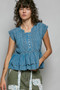POL Eyelet Embroidery Pintuck Sleeveless Blouse