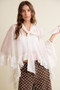SO ME Sheer Ruffle Bell Sleeves Bow Tie Flowy Blouse Top