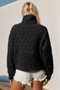 Double Take Half Zip Long Sleeve Quilted Sweatshirt with Pocket