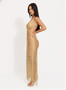 Metallic Cut Open Back Maxi Dress