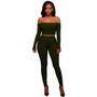 Women's Fall/Winter High Stretch Ribbed  Two Piece Pants Set