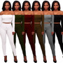 Women's Fall/Winter High Stretch Ribbed  Two Piece Pants Set