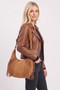 Western Faux Suede Fringe Hobo Bag With Adjustable Strap 