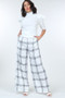 High Waist Plaid Print Wide Leg Pants​