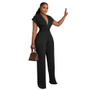 Solid Color Slim Women's Deep V Sexy Fashion Casual Jumpsuit