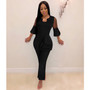 Mesh Patchwork Ruffle Sleeve Formal Party Jumpsuit