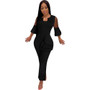 Mesh Patchwork Ruffle Sleeve Formal Party Jumpsuit