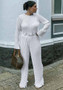 Sexy Loose Casual Pleated Long Sleeve Two Piece Pants Set