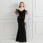 Elegant Strap Off Shoulder Tassels Sequin Plus Size Beauty Long Formal Party Evening Dress