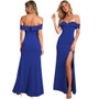 Women'S Sexy Fashion Solid Color Off Shoulder Slit Evening Dress