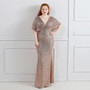 Elegant V-Neck Solid Sequin Plus Size Beauty Long Formal Party Evening Dress