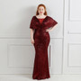 Elegant V-Neck Solid Sequin Plus Size Beauty Long Formal Party Evening Dress