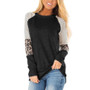 Women Round Neck Long Sleeve Colorblock Leopard T-Shirt