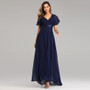 Spring/Summer Swing Double V-Neck Bell Bottom Sleeve Dress Elastic Chiffon Formal Party Bridesmaid Dress Plus Size