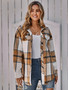 Women Casual Fall/Winter Plaid Long Sleeve Belted Jacket