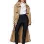 Women Fall Turndown Collar Tie Cutout Long Trench Coat