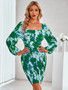 Women Long Sleeve Print Bodycon Dress