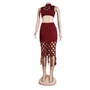 Slim Fit Cut Out Mesh Fringe Bodycon Two Piece Clubwear