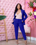 Women's Solid Color Turndown Collar Blazer and Trousers Two Piece Set