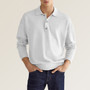 Fall Long Sleeve V-Neck Button Men's Casual Top Polo Shirt