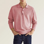 Fall Long Sleeve V-Neck Button Men's Casual Top Polo Shirt