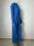 Spring/Summer Fashion Loose Pleated Turndown Collar Wide Leg Pants Set