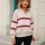Fall Winter Women's Sweater Zip Patchwork Pullover Knitting Sweater Hoodies