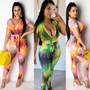 Women's Sexy U Neck Snake Skin Tight Fitting Print Jumpsuit