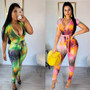 Women's Sexy U Neck Snake Skin Tight Fitting Print Jumpsuit