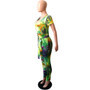 Women's Sexy U Neck Snake Skin Tight Fitting Print Jumpsuit