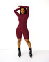 Women's Fall Casual Solid Color Ribbed Zip Long Sleeve Jumpsuit