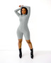 Women's Fall Casual Solid Color Ribbed Zip Long Sleeve Jumpsuit
