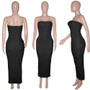 Women's Sexy Solid Color Strapless Dress Fashion Chic Long Dress