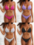Summer Sexy Solid Color Two Piece Basic Bikini Swimsuit