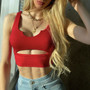 Spring Summer Fashion Women'S Hollow Out U-Neck Slim Basics Crop Vest Tops