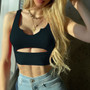 Spring Summer Fashion Women'S Hollow Out U-Neck Slim Basics Crop Vest Tops